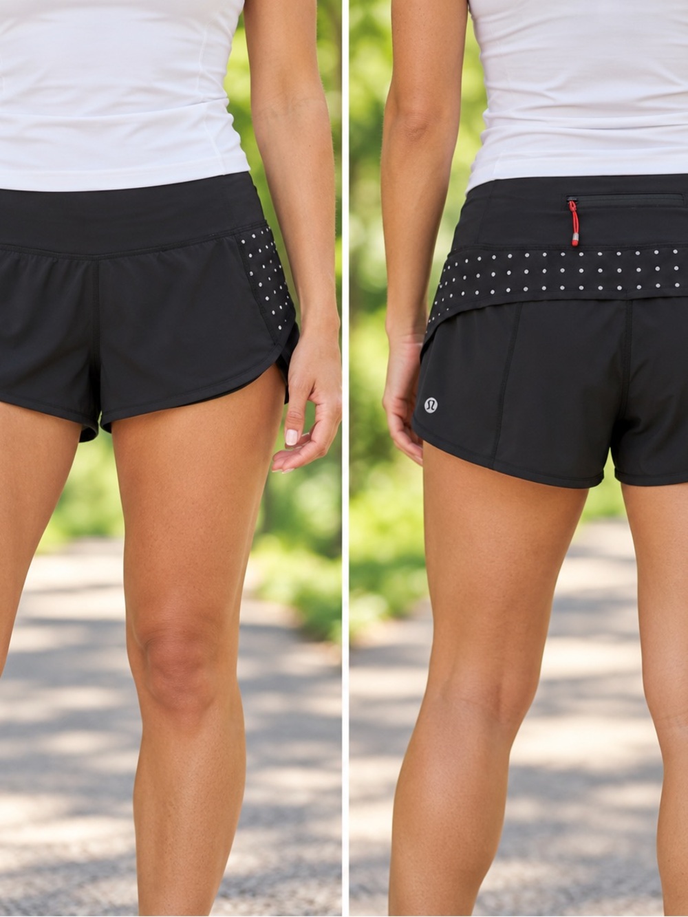 Lululemon Speed Shorts Black Silver Polka Dot – Women’s Size 4